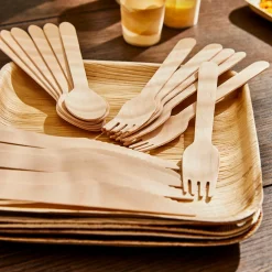Outlet CASA Areca Leaf Set Di Piatti 6 Pz Con Posate Naturale