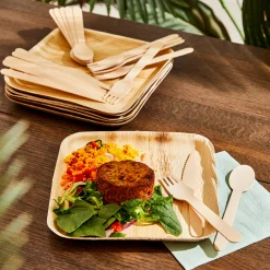 Outlet CASA Areca Leaf Set Di Piatti 6 Pz Con Posate Naturale