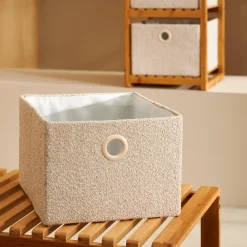 Outlet CASA Basic Boucle Cesta Portatutto Bianco Sporco/Sabbia