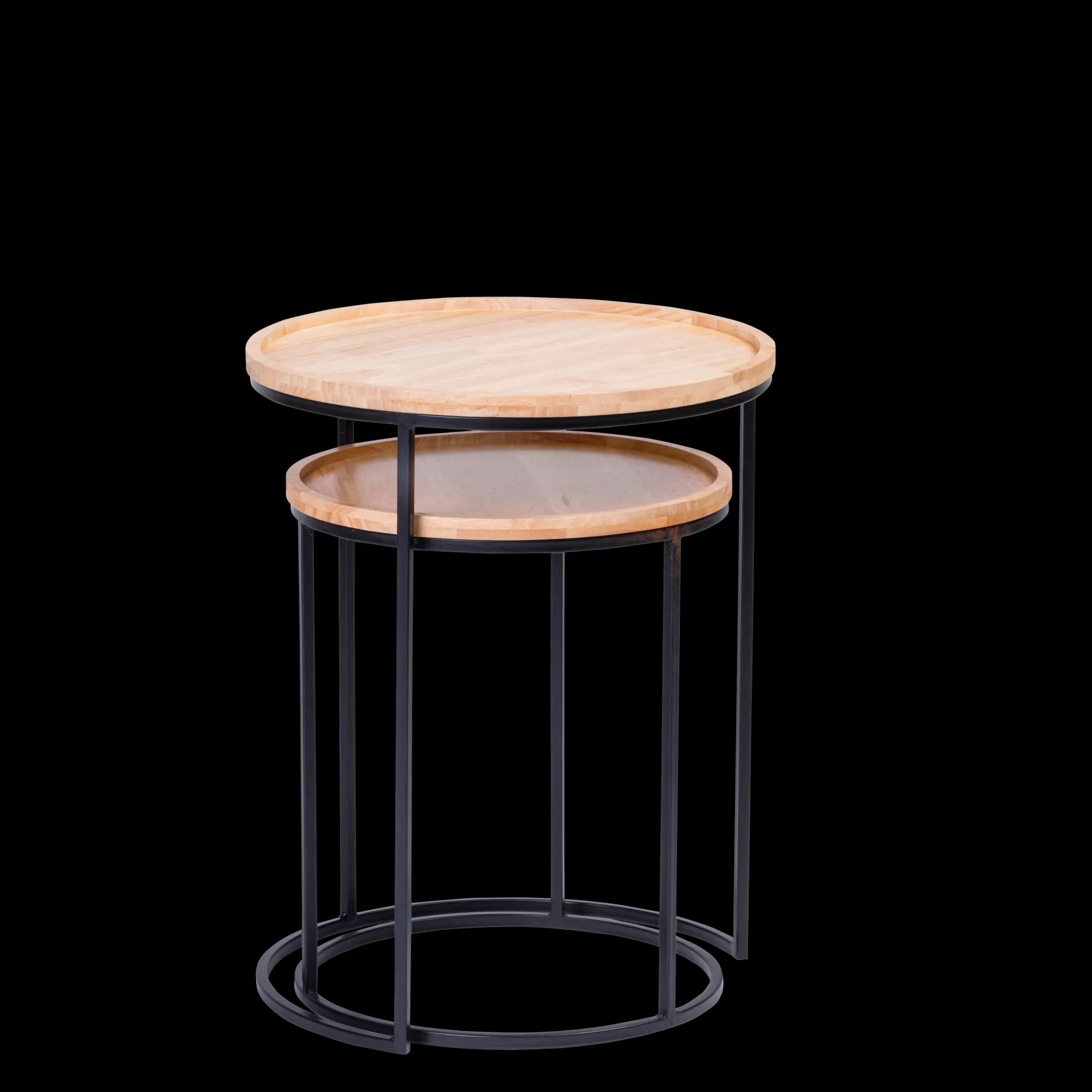 Outlet CASA Gom Tavolini Set Di 2 Nero, Naturale