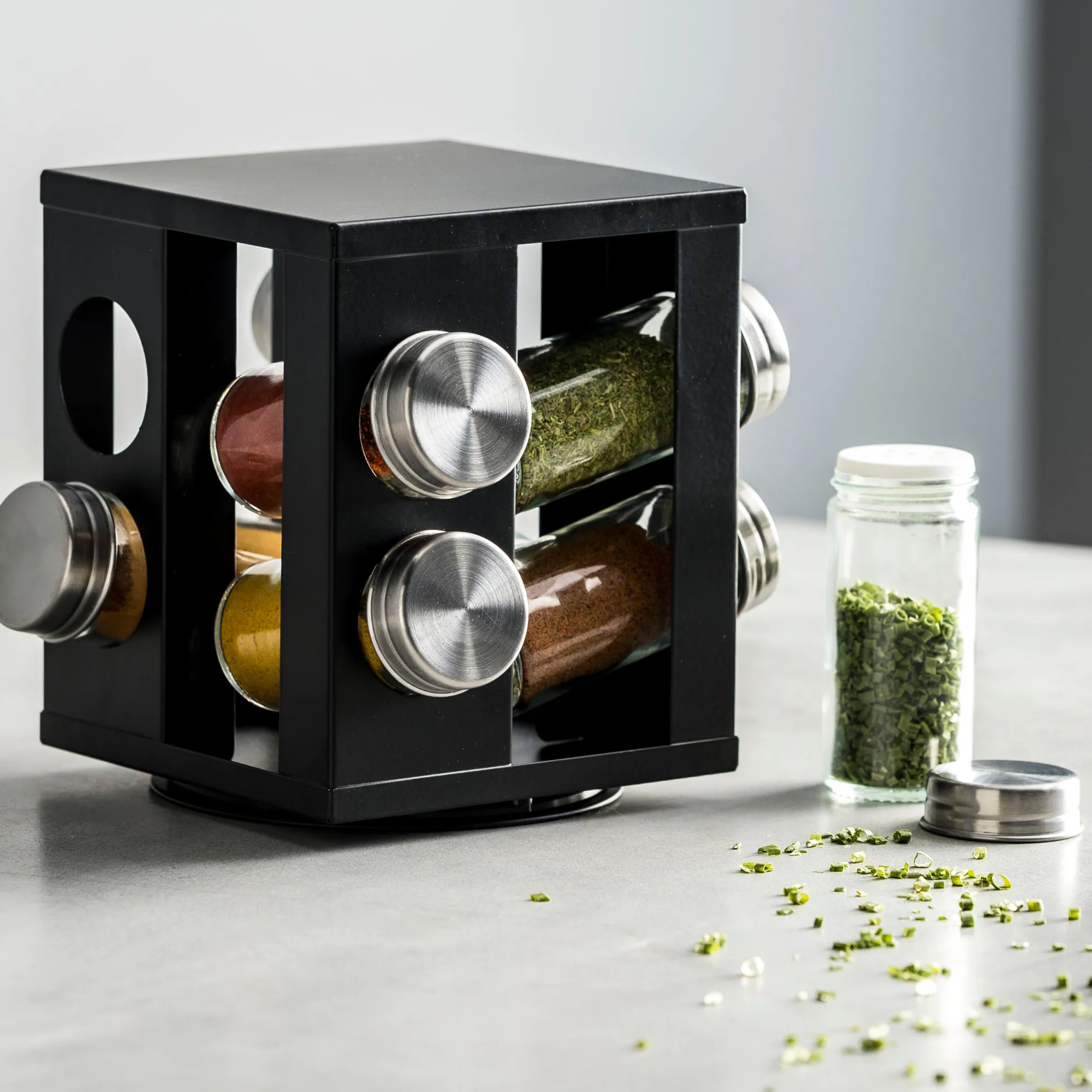 Outlet CASA Industria Giostra Portaspezie 8 Barattolini Nero