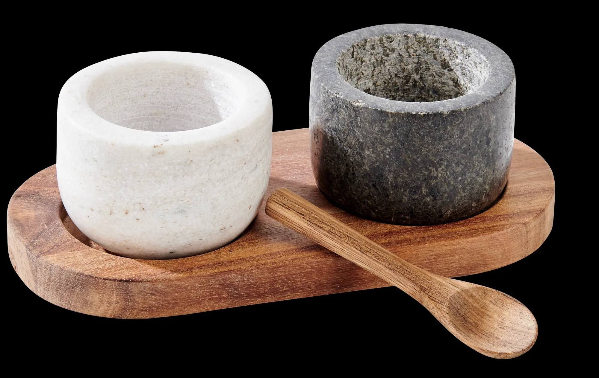 Clearance CASA Marble Saliera/Pepiera Con Cucchiaio Nero, Bianco, Naturale