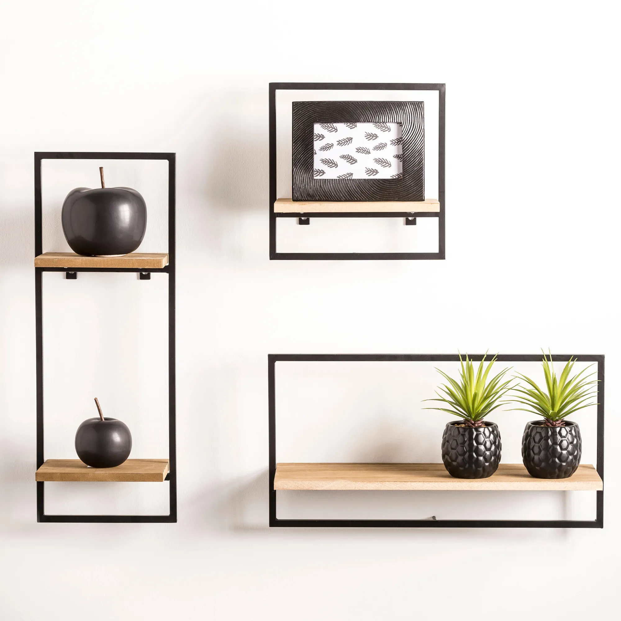 Clearance CASA Mix&Match Organiser Da Parete Nero, Naturale