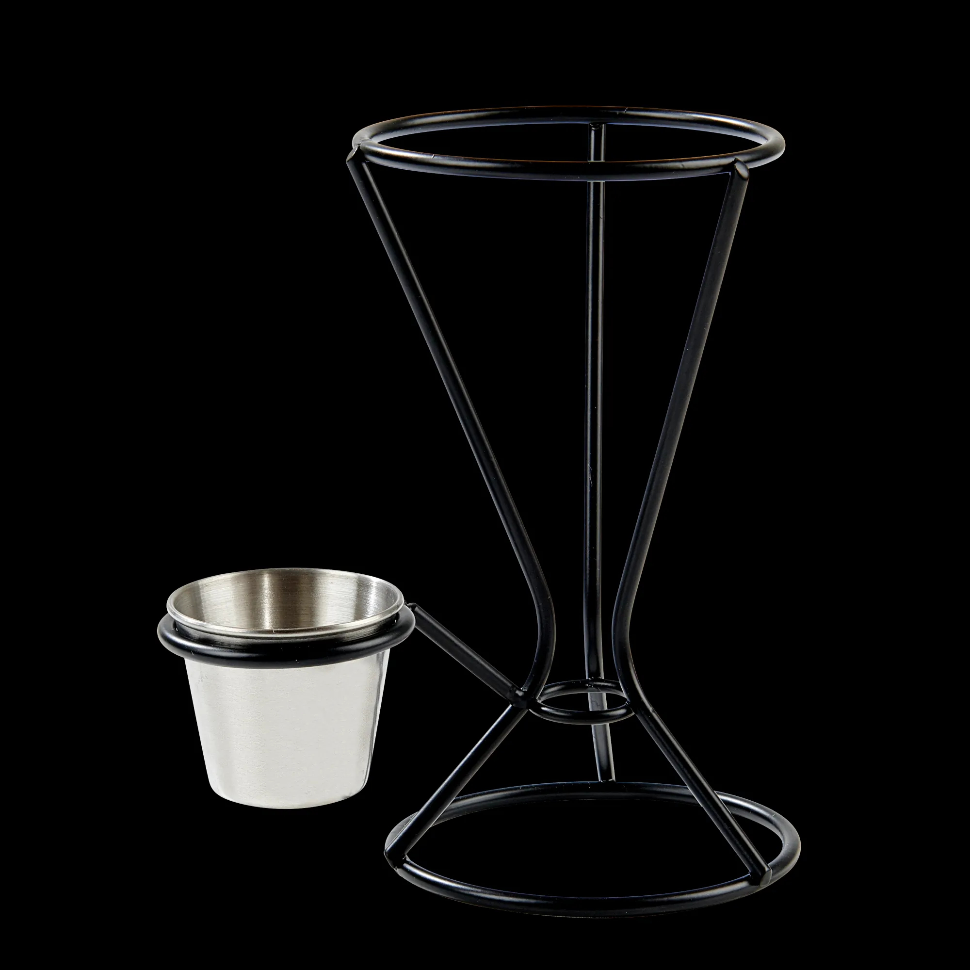 Hot CASA Njam Xl Supporto Cartoccio Con Contenitore Per Salsa Nero, Argentato