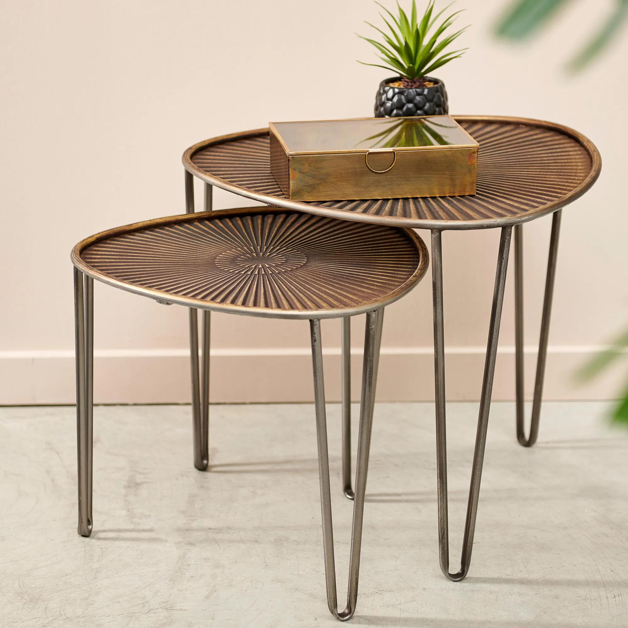 Outlet CASA Ovo Tavolini Set Da 2 38X38X35Cm/46.5X46.5X41Cm Argentato, Rame
