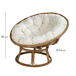 Best CASA Papasan Sedia Lounge Naturale, Bianco Antico