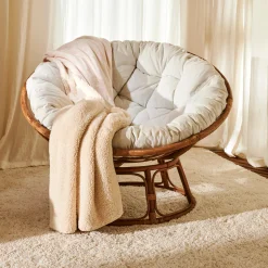 Best CASA Papasan Sedia Lounge Naturale, Bianco Antico