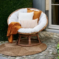 Best CASA Papasan Sedia Lounge Naturale, Bianco Antico