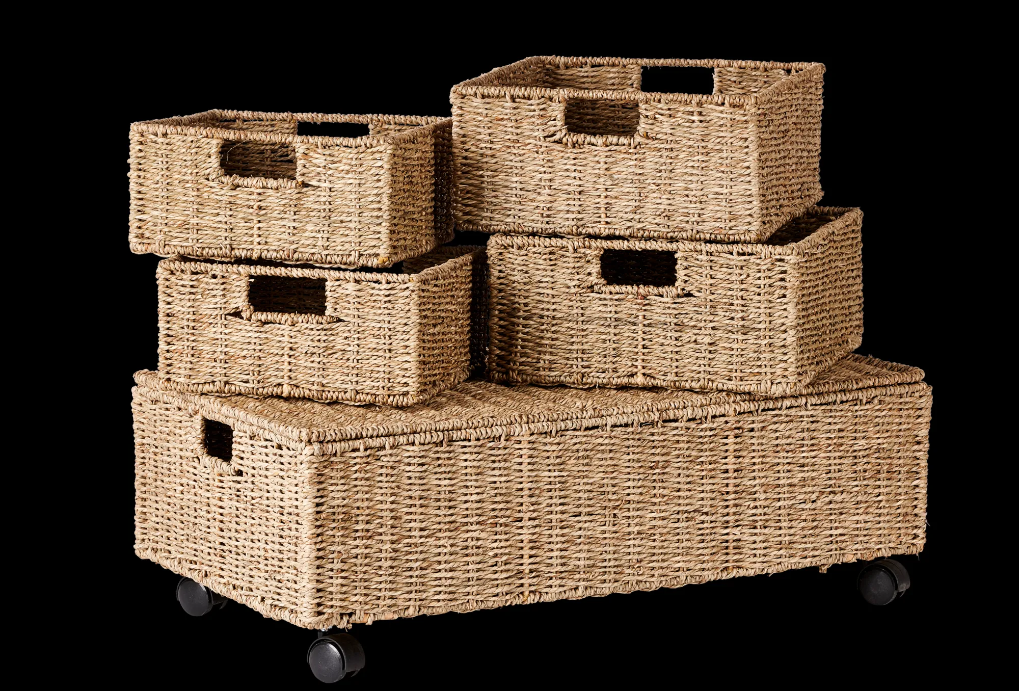 CASA Seagrass Box Portatutto Con Rotelle Naturale