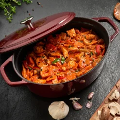 Discount CASA Stew Pentola In Ghisa Ovale Rosso Scuro