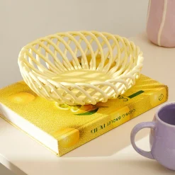 Discount CASA Wovy Cesto Portafrutta Giallo Chiaro